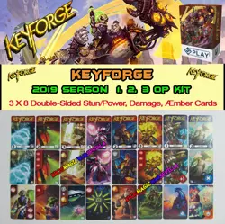 KEYFORGE 2019 SEASON 1,2,3 - 3 x 8 Double Sided Cards Stun/Power, Damage, Amber - Image 1