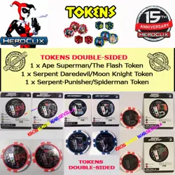 HEROCLIX 3 TOKENS DOUBLE-SIDED AND CARDS: Serpent and Ape Tokens - Image 1