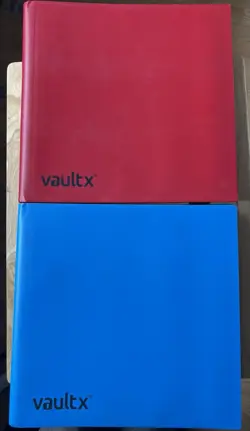 Lot of 2 VaultX 12 Pocket Strap Binders, Red & Blue, Holds 480 Cards Each - Image 1