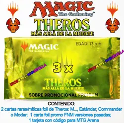 MTG 3 x THEROS: MAS ALLA DE LA MUERTE -Sobre promocional premium ESPANOL SELLADO - Image 1