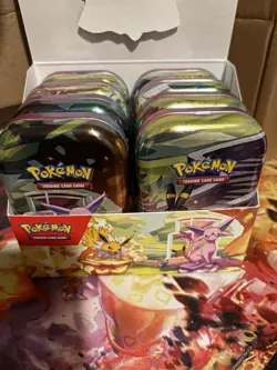 8x Official Empty Mini Pokemon Prismatic Evolutions Tins in Display - No packs - Image 4