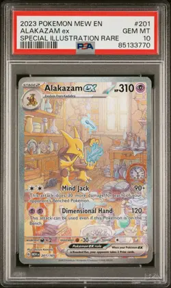 POKEMON 2023 ALAKAZAM ex SPECIAL ILLUSTRATION RARE MEW EN-151 #201 PSA 10 - Image 1