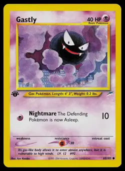 Pokemon Card Neo Destiny Gastly 65/105 Common 1st Edition - Image 1