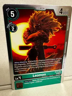 Digimon Leomon BT14-048 R Lv.4 Digimon Card Game Karte + Toploader - Image 2