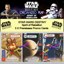 STAR WARS DESTINY - SPIRIT OF REBELLION - 3 X Prerelease Kit Promo Cards V1 - Image 1