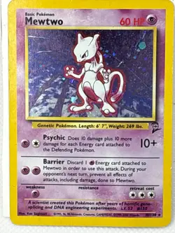 Mewtwo 10/130 Base Set 2 Holo Vintage Pokemon Card WOTC HP/DMG - Image 2