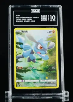 2023 POKEMON SWORD & SHIELD CROWN ZENITH #GG26 FULL ART/RIOLU TAG 10 - Image 1