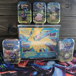 Ascended Heroes Pokemon Center ETB, 5 Pack Tins (All Art), and ETB Acrylic Box - Image 1