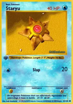 1x Staryu - 65/102 - Common - 1st Edition Moderately Played Pokemon G1 - Base Se - Image 1