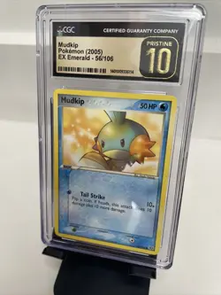 Mudkip Pokemon (2005) Card Pristine 10 EX Emerald 56/106 Professionally Graded - Image 1