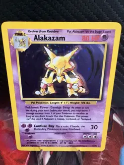 Alakazam 1/102 Base Set Holo LP+ Clean Vintage WOTC Pokemon Card 1999 - Image 1