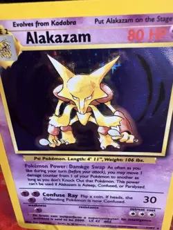 Alakazam 1/102 Base Set Holo LP+ Clean Vintage WOTC Pokemon Card 1999 - Image 2