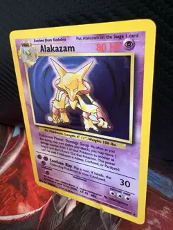 Alakazam 1/102 Base Set Holo LP+ Clean Vintage WOTC Pokemon Card 1999 - Image 3
