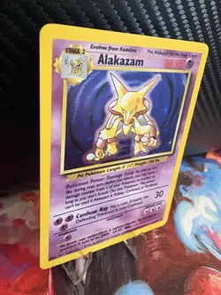 Alakazam 1/102 Base Set Holo LP+ Clean Vintage WOTC Pokemon Card 1999 - Image 4