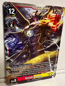 Digimon Goldramon BT14-018 R Lv.6 Digimon Card Game Karte + Toploader - Image 2