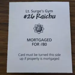 Lt Surges Gym 26 Raichu Monopoly Pokemon Collectors Ed Replacement Card - Image 2