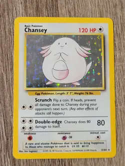 Pokemon TCG Chansey Base Set Holo Rare Card 3/102 1999 Base Set LP - Image 1