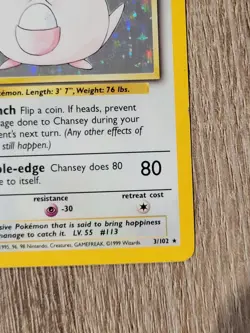 Pokemon TCG Chansey Base Set Holo Rare Card 3/102 1999 Base Set LP - Image 4
