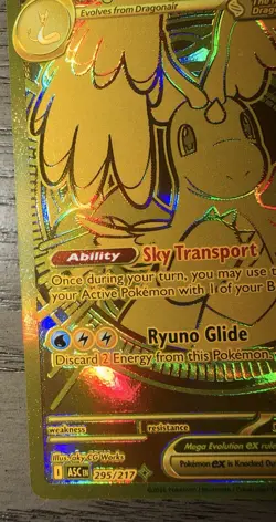 Mega Dragonite Ex 295/217 GOLD HYPER RARE POKEMON ASCENDED HEROES - Image 4