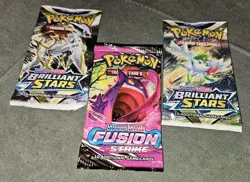 Pokemon Sword Shield Brilliant Stars Booster Pack X 2 & X 1 Fusion Strike NEW - Image 2