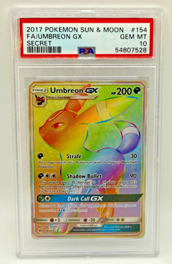 PSA 10 Umbreon GX Rainbow Secret Rare 154/149 Sun & Moon SM Base Pokemon - Image 1
