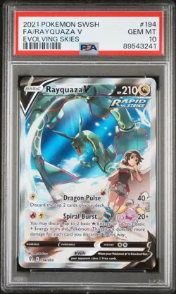 PSA 10 Rayquaza V Alt Art Pokemon Evolving Skies 194/203 2021 Sword & Shield - Image 1
