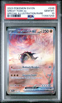 2023 POKEMON SVI EN-SCARLET & VIOLET #246 GREAT TUSK EX PSA 10 - Image 1