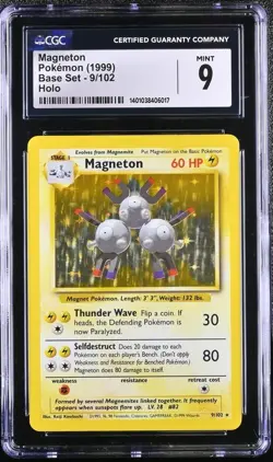 CGC 9 MINT Magneton 9/102 Holo Pokemon 1999 Base Set - Image 1