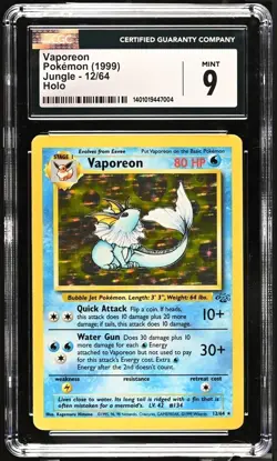 CGC 9 MINT Vaporeon 12/64 Holo 1999 Pokemon Jungle WOTC - Image 1