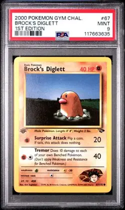 2000 Pokemon Gym Challenge #67 Brock's Diglett 1st Edition PSA 9 Mint - Image 1