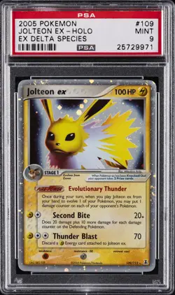2005 POKEMON EX DELTA SPECIES #109 JOLTEON EX-HOLO PSA 9 - Image 1