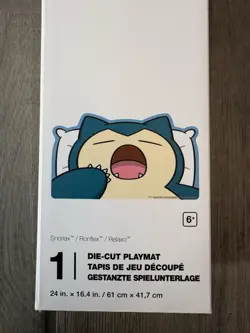 New Pokemon Center Exclusive Yawning Snorlax on Pillow Die-Cut Playmat Play Mat - Image 1