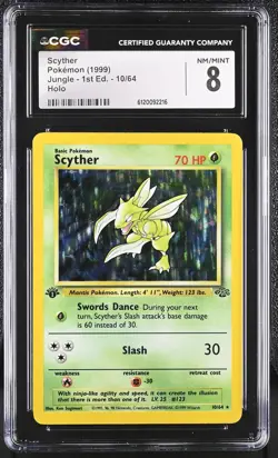 SCYTHER Jungle 1st Edition Holo Rare #10 CGC 8 Vintage Pokemon [Nostalgium] - Image 1