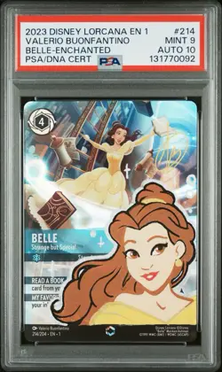 2023 DISNEY LORCANA VALERIO BUONFANTINO BELLE 214/204 ENCHANTED PSA 9 AUTO 10 - Image 1