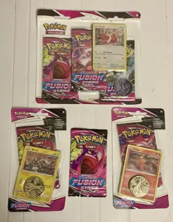 Pokemon Fusion Strike Triple & Single Blister Coin Packs: Eevee, Blitzle & Tepig - Image 1