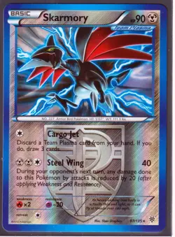 POKEMON 2012 SKARMORY (Team Plasma) 87/135 PLASMA STORM-UNCOMMON-REV HOLO-NM/LP - Image 1
