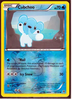 2012 POKEMON RARE BEARTIC #41 & CUBCHOO #40 - PLASMA STORM - REVERSE HOLO NM - Image 3