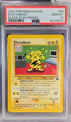 Electabuzz 2002 Pokemon 46 Black Star Promo PSA 10 Free Shipping - Image 1