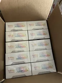 Pokemon TCG Prismatic Evolutions Case of 10x Sealed Elite Trainer Box ETB - Image 1