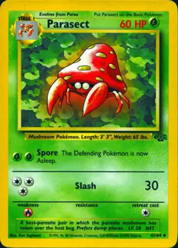 PARASECT 41/64 UNCOMMON JUNGLE POKEMON UNLIMITED LP - Image 1