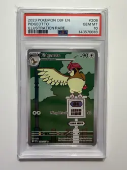 2023 POKEMON OBF EN-OBSIDIAN FLAMES ILLUSTRATION RARE #208 PIDGEOTTO PSA 10 - Image 1