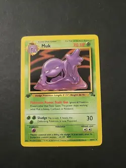 LP Pokemon TCG Muk Fossil Card 28/62 Regular 1st Edition Rare - Image 1