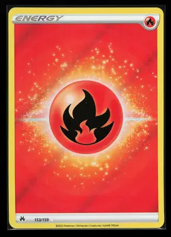 Fire Energy 153/159 Ultra Rare Full Art Crown Zenith Pokemon Card - Image 1