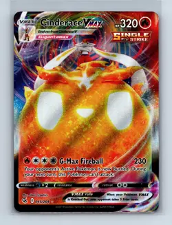 Pokemon TCG Cinderace VMAX Fusion Strike Holo Ultra Rare Card 045/264 - Image 1