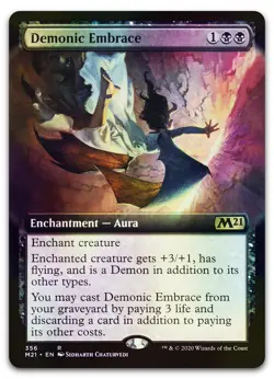 Demonic Embrace (Extended Art) #356 (Foil) (NM) Core Set 2021 M21 Magic MTG - Image 1