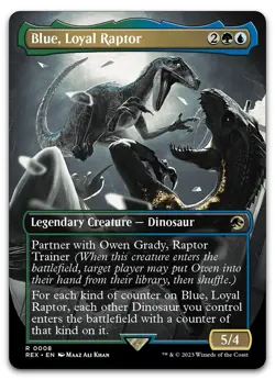 Blue, Loyal Raptor (Borderless) #8 (LP) Jurassic World REX Magic MTG - Image 1