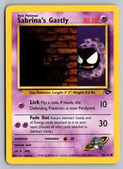Pokemon Sabrina's Gastly (96) Common Gym Challenge 096/132 NM - Image 1