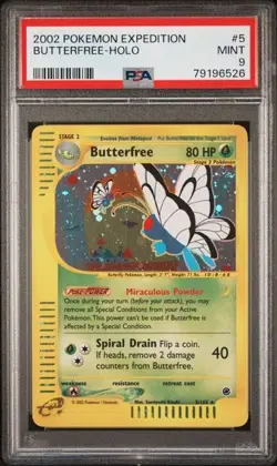 2002 POKEMON EXPEDITION #5 BUTTERFREE-HOLO PSA 9 - Image 1