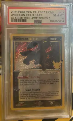 Pokemon Umbreon Gold Star 17/17 Celebrations POP Series 5 Holo PSA 10 - Image 1