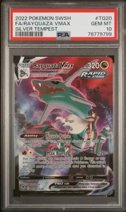 2022 POKEMON SWORD & SHIELD SILVER TEMPEST #TG20 FULL ART/RAYQUAZA VMAX PSA 10 - Image 1